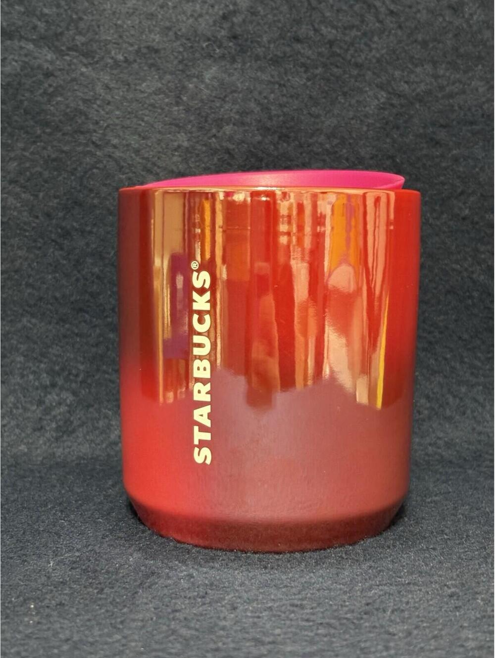 2021 Starbucks Red Pink Ombré Iridescent 8oz Ceramic Travel Tumbler Coffee Tea